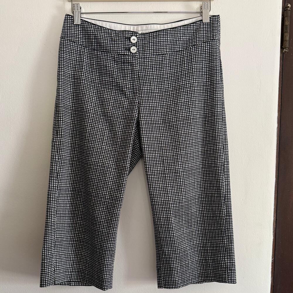Y2K Vintage White House Black Market Black and White Gingham Capri Pants Size 4